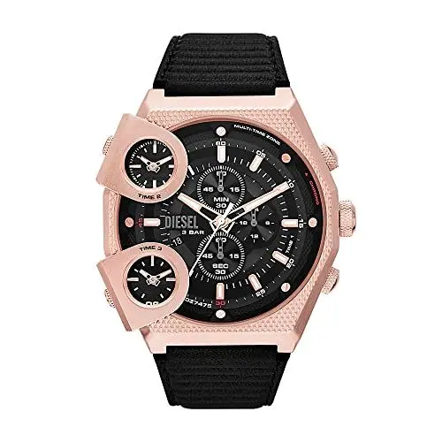 Produktbild: Diesel Herrenuhr Sideshow, QuarzZweizeigerwerk, 51 mm schwarzes Edelstahlgehäuse mit ProPlanetLederarmband, DZ7475