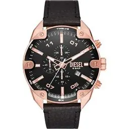 Produktbild: Diesel Herrenuhr Spiked, Chronographenwerk, 49mm Rose Gold Edelstahlgehäuse mit Lederarmband, DZ4607