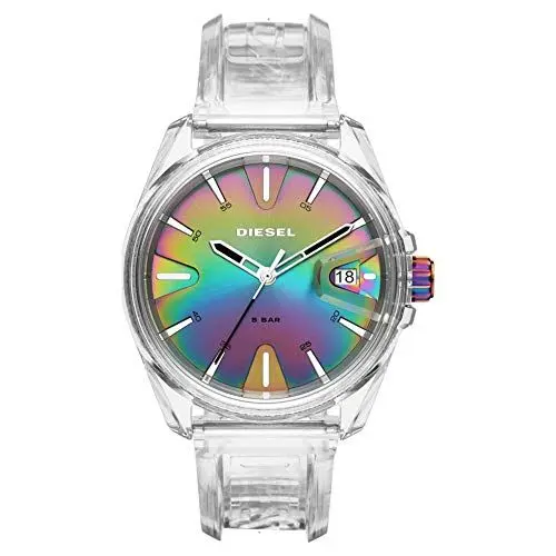 Produktbild: Diesel Uhr für Unisex Ms9, DreizeigerDatumswerk, 44 mm Gehäuse aus transparentem Nylon mit PolyurethanArmband, DZ1926