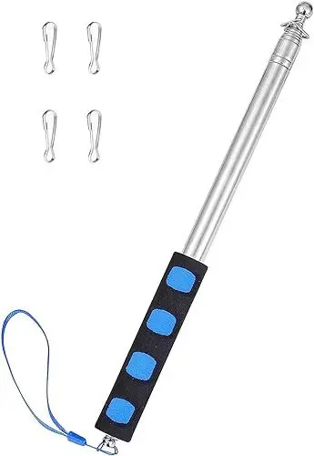 Produktbild: Difounmas 2.5m Teleskop Fahnenmast Set,Handheld teleskop fahnenmast, Blau teleskopstab Fahnenstange Ausziehbar mit 4 Stücke Karabinerhaken,für Reiseleiter Camping Lehrer Ausflüge Wettbewerbe (Blau)