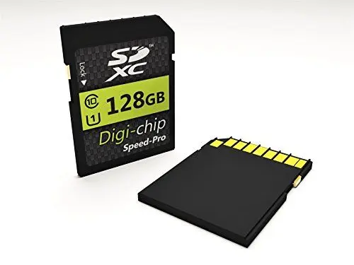 Produktbild: Digi-Chip 128GB Class 10 SD SDXC Speicherkarte für Fujifilm Fuji X-T2, X-A3, GFX50S, X-A10, XP120, X-T20, X100F, X-E3, XP130, X-A5, X-H1, X-T100, XF10, X-T3, GFX50R