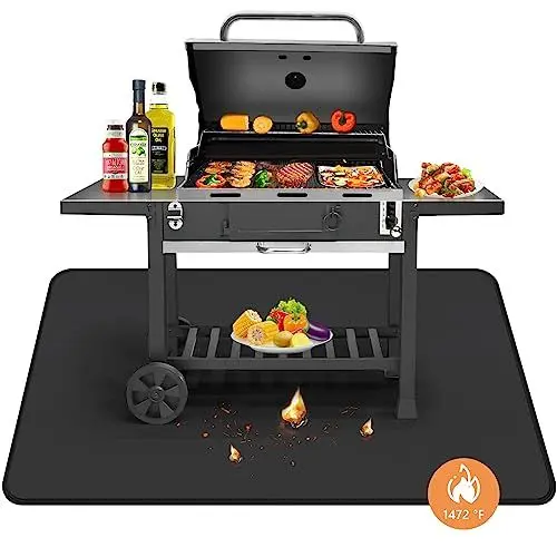 Produktbild: Digiroot Feuerfeste Unterlage 100×180cm, Faltbare Grillunterlage Bodenschutz, Silikon-Glasfaser Hitzebeständige Wasserbeständige Grillmatte für BBQ Grills, Kamin, Boden, Rasen und Camping, Schwarz