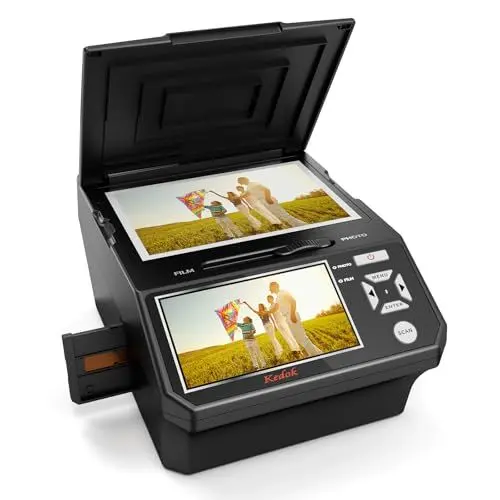 Produktbild: Digital Film und Diascanner - 5'' LCD-Bildschirm, konvertiert 35mm und 110mm Filme, Fotos und Visitenkarten in hochauflösende 22 MP JPEGs - inklusive 8 GB SD-Karte