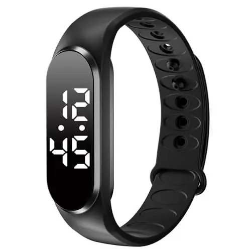 Produktbild: Digital Kinderuhr Armbanduhr Junge Mädchen Schrittzähler Digitaluhr Fitnessarmband Fitness Tracker Schlaftracker Fitnessuhr Ohne App Und Handy Wecker Wasserdicht Kalorien