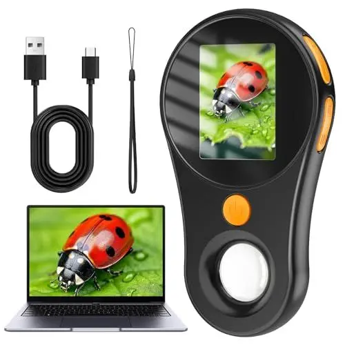 Produktbild: Digital Mikroskop für Kinder,OUTACT Tragbares Mikroskop，Taschenmikroskop mit 8 LEDs,500x Mini Mikroskop mit Optischer Lupe，Outdoor Kinder Taschenmikroskop mit 4 Verstellstufen，Mit Videoaufzeichnung