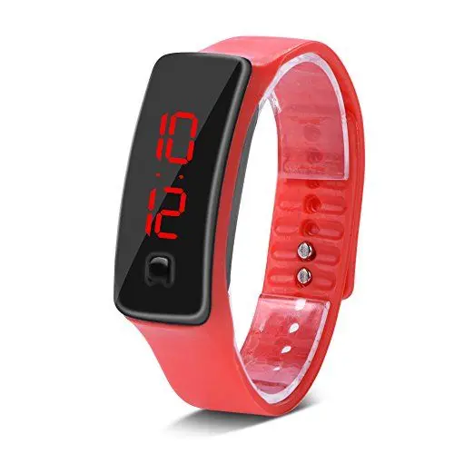 Produktbild: Digital Sport Uhren für Damen Herren, LED Armbanduhr Silikon Digital Armbanduhren Digitaluhre mit 12-Stunden-Zifferblatt, für Outdoor und Indoor Laufen Klettern Angeln(rot)