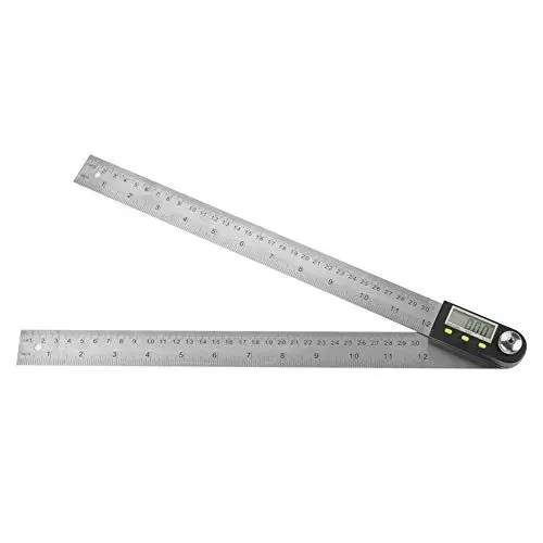 Produktbild: Digital Winkelmesser 2 in 1 Winkelsucher 0-300mm 360 ° Rostfreier Stahl Elektronisch Winkelmesser Goniometer Messlineal LCD Bildschirm mit Sperren Funktion Sperrfunktion MEHRWEG VERPACKUNG