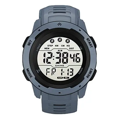 Produktbild: Digitale Sportuhr, Wasserdichtes LED Display Leuchtende Militäruhren mit Stoppuhr, Alarm, Armbanduhren Armeeuhr Digitale Uhren für Männer Frauen, Studenten (Grau)