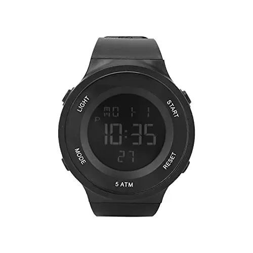 Produktbild: Digitale Sportuhr Wasserdicht mit Stoppuhr und Timer, Dual Time, Smartwatch für Männer, Stahlarmband, LED-Beleuchtung, Schwarz