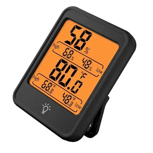 Produktbild: Digitale Temperaturfeuchtigkeitsmonitor, Raum -Thermometer -Hygrometer mit Großem Display, Echtzeit -Indoor -Umgebungsmonitor für Home Office (BLACK)