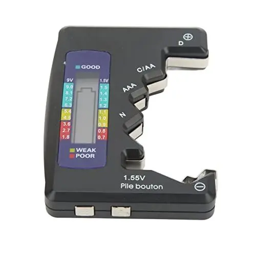 Produktbild: Digitaler Batterie Kapazitätsmesser Tester LCD Bildschirm Batterietester für Alle Batterien, Universal D C N AAA AA 9 V 1,5 V Knopfzellen Battery Tester(Schwarz)