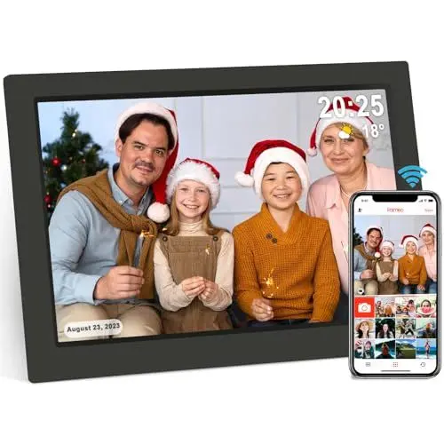 Produktbild: (Die Letzte Ausgabe) 10,1 Zoll WiFi Digitaler Bilderrahmen mit 16GB Karte, Elektronischer Bilderrahmen mit IPS Touch Screen, Auto-Rotate, Instant Photo und Video Sharing via Frameo App(Schwarz)