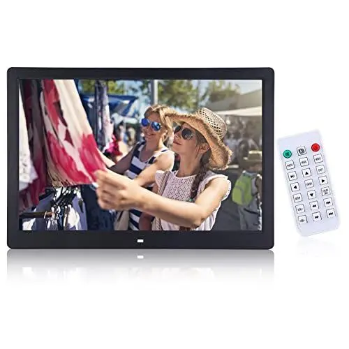 Produktbild: Digitaler Bilderrahmen 15.4 Zoll, Elektronischer Fotorahmen LED Anzeige 1280 x 800 HD Uhr Kalenderfunktion Foto-Video Diaschau KEIN WiFi, nur für USB und SD-Karte (EU-Stecker)