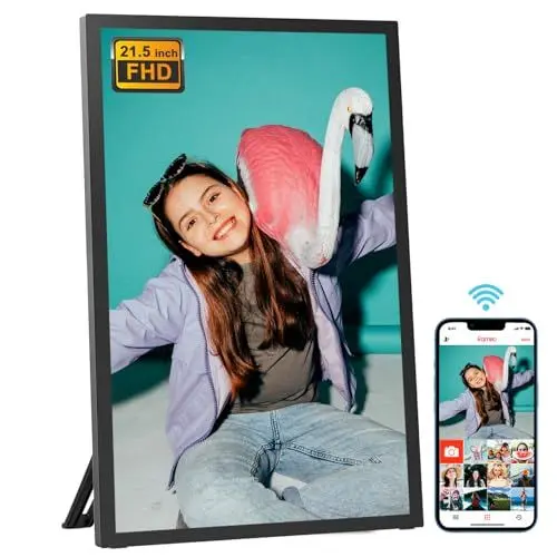 Produktbild: Digitaler Bilderrahmen 21,5 Zoll WLAN 64 GB Speicher Digitaler Bilderrahmen FHD IPS Touchscreen Automatisch drehen An der Wand montierbar Teilen Sie Fotos/Videos sofort über die Frameo App