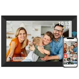 Produktbild: Digitaler Bilderrahmen WiFi 10,1 Zoll 1280x800 IPS LCD Touchscreen, Eingebauter 32GB Speicher Auto-Rotat, Teilen Sie Momente sofort über Frameo App von überall, Schwarz