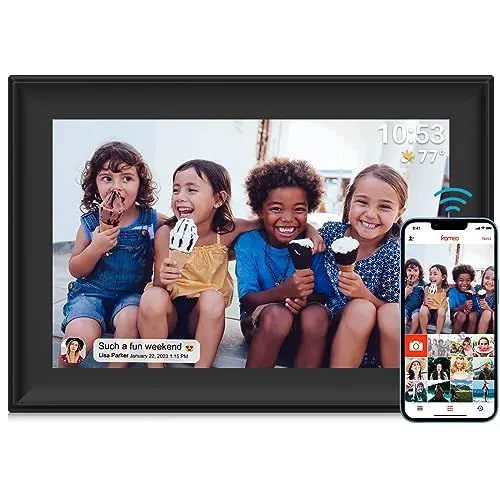Produktbild: Digitaler Bilderrahmen, WiFi 10,1 Zoll Digitaler Bilderrahmen, Auto-Rotation Eingebauter 32GB Speicher, 1280x800 Touchscreen, Teilen Sie Momente sofort über Frameo App