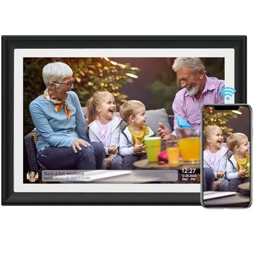 Produktbild: Digitaler Bilderrahmen mit 32 GB 10,1 Zoll WLAN HD IPS-Touchscreen Senden von Fotos Oder Videos Per App Oder E-Mail Unterstützung für USB-Laufwerk/SD-Karte zur Speichererweiterung Automatische Drehung
