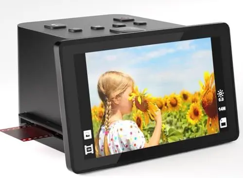 Produktbild: Digitaler Film- und Diascanner mit großer 5-Zoll-LCD-Bildschirm, konvertiert 135, 126KPK, 110 Farb- und Schwarzweiß-Negative und -Dias und Super-8-Film in 22MP JPEG-Bilder
