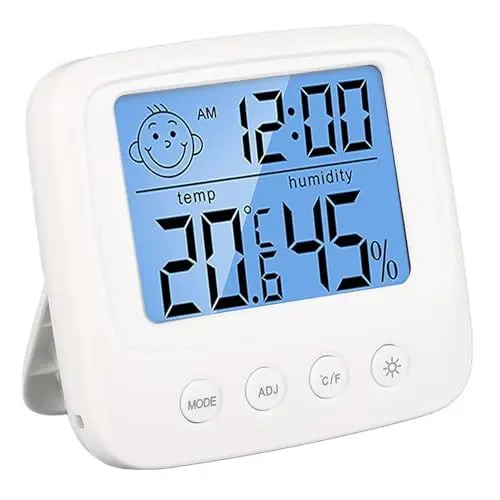 Produktbild: Digitaler Wecker, Thermometer-Hygrometer, Kinderzimmer-Wecker mit Hintergrundbeleuchtung, Multifunktionales Design, für Kinderzimmer, Schlafzimmer, Zuhause, Büro, Babyzimmer