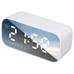 Produktbild: Digitaler Wecker, Tragbare Nachttischuhr mit Großem Display und Doppelalarm, UKW-Radiowecker mit Bluetooth-Lautsprecher, Einstellbare Helligkeit, Echtzeit-Temperaturerkennung, für Kinder,(Weiß)
