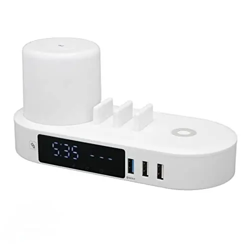 Produktbild: Digitaler Wecker mit Kabelloser Aufladung, Ladegerät, Uhr, Tischlampe, Farbnachtlicht, Touch-Steuerung, Intelligenter Identifikations-IC, für Schlafzimmer, Nachttisch, Schreibtisch, Kinder