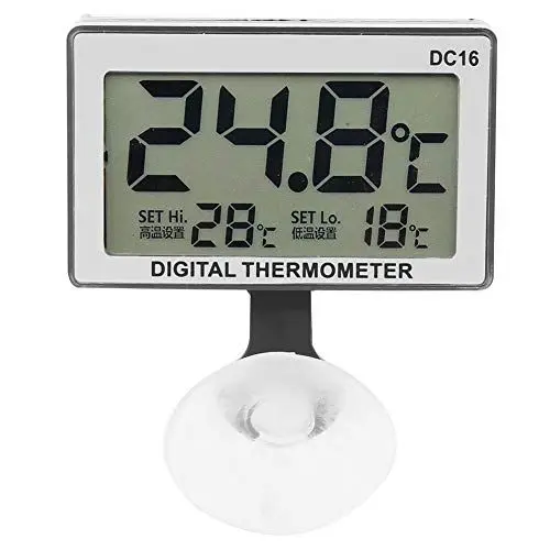 Produktbild: Digitales Aquarium-Thermometer, Digitales Thermometer, DC16 Mini-Aquarium-LCD-Thermometer mit Saugnapf für Aquarien, Digitale Thermometer
