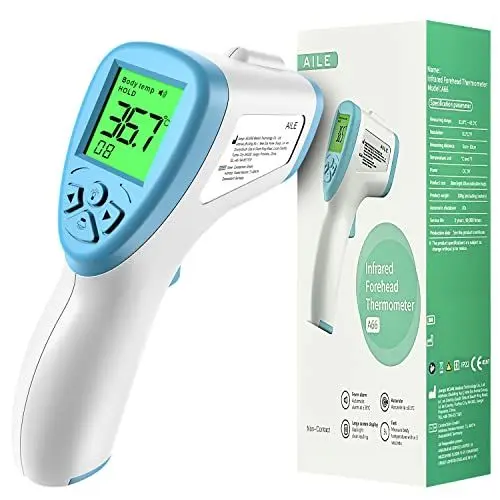 Produktbild: Digitales Fieberthermometer für Baby Erwachsene Kinder: AILE fieberthermometer Kontaktlos Ohrthermometer Kinder Thermometer Fieber Stirnthermometer Genaue Messungen, LCD Anzeige, Schalter °C oder °F