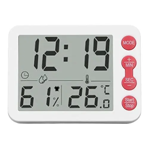 Produktbild: Digitales Hygrometer Magnetisches Innenthermometer Raumthermometer und Luftfeuchtigkeitsmesser mit Weckfunktion für Zuhause, Schlafzimmer, Babyzimmer, Büro, Gewächshaus, Keller (Roter Schlüssel)