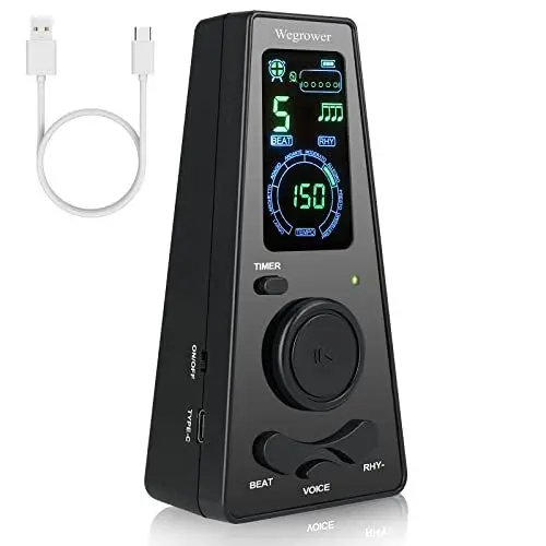 Produktbild: Digitales Metronom mit Timer, englische Stimmzählung, One-Touch-Bedienung und leicht ablesbares Farbdisplay Elektronisches Metronom mit Lautstärkeregler für Klavier Gitarre Schlagzeug Violine