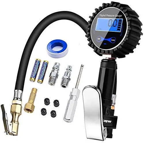 Produktbild: Digitales Reifendruckmessgerät, Joody hochpräzise, digital, Reifendruckmessgerät mit Pistole zum Aufpumpen für Auto, Motorrad, Fahrrad, LCD-Display, 250 PSI, Anschluss männlich, 1/4 Zoll NPT,