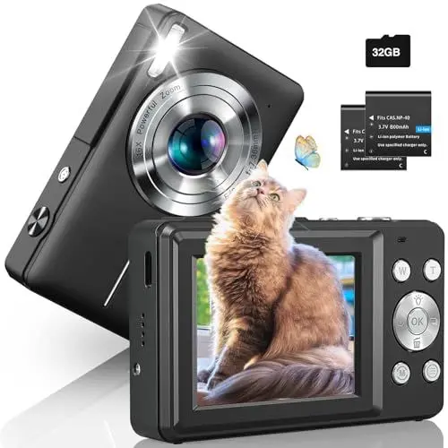 Produktbild: SIXTARY Digitalkamera 1080P mit 32G Karte 44MP Fotokamera 2.4