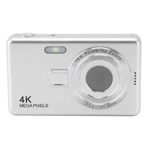 Produktbild: Digitalkamera, 12 MP 1080P Vlogging-Kamera, Kompaktkamera mit 16-fachem Zoom, Autofokus, Point-and-Shoot-Kameras für Kinder, Erwachsene, Anfänger (Silver)