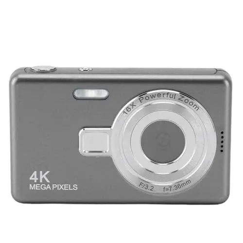 Produktbild: Digitalkamera, 12 MP 1080P Vlogging-Kamera, Kompaktkamera mit 16-fachem Zoom, Autofokus, Point-and-Shoot-Kameras für Kinder, Erwachsene, Anfänger (Gray)