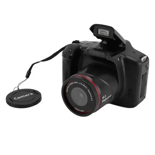 Produktbild: Digitalkamera, 16 MP 1080P DSLR-Kamera für Fotografie und Video, 16-facher Digitalzoom, 180°-Flip-Bildschirm, Mehrachsen-Stabilisierung, Kompakte Vlogging-Kamera Als Reisegeschenk