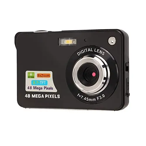 Produktbild: Digitalkamera, 2,7 Zoll LCD Anti-Shake-Taschenkamera 48 MP 8-Fach Zoom-Kamera Eingebautes Fülllicht Tragbare Kleine Kamera Für Fotografie-Vlogging Für Jugendliche Studenten Jungen Mädchen Senioren