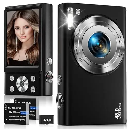 Produktbild: Digitalkamera, 4K Autofokus Fotoapparat Fotokamera mit 32G SD Karte HD 48MP mit 2.8