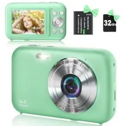 Produktbild: Digitalkamera Fotokamera mit 32GB SD-Karte, HD 1080P 44MP, Kamera Fotokamera Fotoapparat, LCD Wiederaufladbare Digital Kamera mit 16X Digitalzoom digicam für Kinder, Erwachsene(Grün)