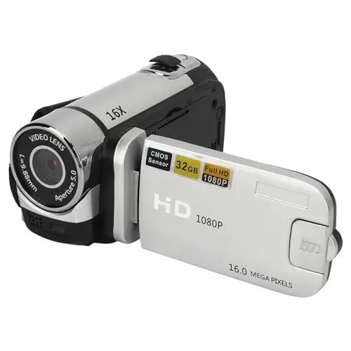 Produktbild: Digitalkamera Recorder, Full HD 1080P 16 MP Videokamera Camcorder, Vlogging Kamera mit 2,4 Zoll Drehbarem Bildschirm, 16 fachem Digitalzoom, Fülllicht, Anti Shake, für Anfänger
