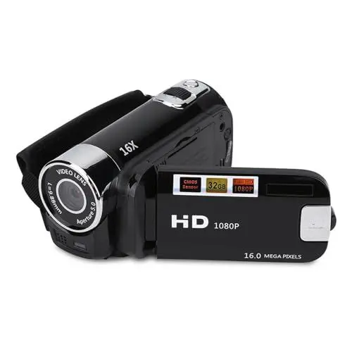 Produktbild: Digitalkamera, Tragbarer Digitaler Full-HD-Rotations-Camcorder, 16-Fach-Zoom-Video-DV-Kamera mit Akku mit Großer Kapazität für die Fotografie (Black)