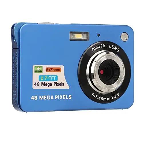Produktbild: Digitalkamera für die Fotografie, 4K 48 MP Vlogging-Kamera 8-facher Digitalzoom, Wiederaufladbare Studenten-Kompaktkamera, 550-mAh-Reisekamera für Serienaufnahmen (Blau)
