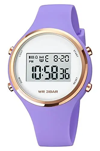 Produktbild: Digitaluhr Damen Armbanduhr Jelly Süßigkeiten Farbe Buntfarbig Frauen Uhren Damenuhr mit Silikonarmband Wecker Stoppuhr LED Uhr 3 ATM Wasserdicht Outdoor Sportuhr für Mädchen Kinderuhr Junge Uhren