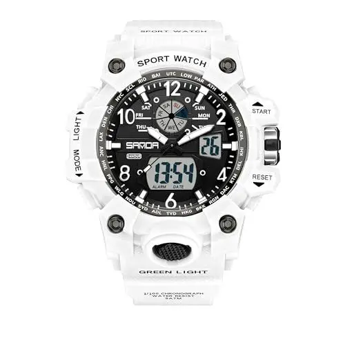Produktbild: Digitaluhr Damen Sportuhren für Damen Armbanduhr Damenuhr Digital Uhr wasserdichte Digitaluhr für Mädchen LED-Leuchtdisplay mit Analogen Zeigern und Digitalen Zahlen