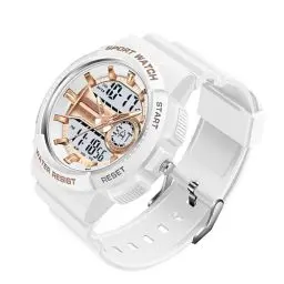 Produktbild: Digitaluhr Damen Sportuhren für Damen Armbanduhr Damenuhr Digital Uhr wasserdichte Outdoor Digitaluhr für Mädchen LED-Leuchtdisplay mit Analogen Zeigern und Digitalen Zahlen