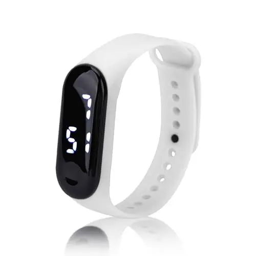 Produktbild: Digitaluhr, LED Weißlichtanzeige, Kunststoffspiegel, Elektronisches Uhrwerk, Silikonarmband, Sportuhr, Smart Armband, Sportuhr für Kinder, Frauen, Männer, Mädchen, Jungen(Weiß)