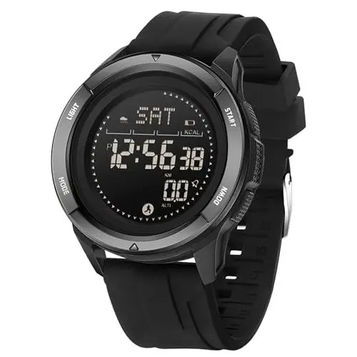 Produktbild: Digitaluhr Militär Uhr Herren Digital Armbanduhr Tactical Watch Military Herrenuhr 5 ATM Wasserdicht Kompass Schrittzähler ohne app und Handy Kalorienzähler Outdoor Stoppuhr Sport Chronograph Junge