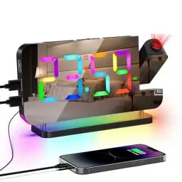Produktbild: Digitalwecker Mit Projektion FüR Schlafzimmer, Cabilock Funkwecker Mit Projektion Mit GroßEr Led-Anzeige,Digital Uhr Mit 180° Projektor,Led Uhr,Type C&Amp··USB,12/24 H,Wecker Laut FüR TiefschläFer