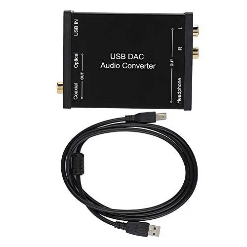 Produktbild: Digital-zu-Analog-Audio-Konverter, DAC Digital SPDIF Optical (Toslink) zu Analog L/R & 3,5 Mm AUX-Stereo-Audio-Adapter mit Optischem Kabel USB-Audio-Soundkarte