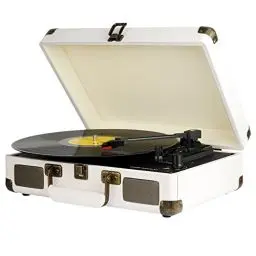 Produktbild: DIGITNOW! Belt-Drive 3 Gang Portable Stereo Turntable with Built-in Speakers, Supports RCA Output/3.5mm Aux-In/Headphone Jack/MP3, Mobile Phones Music Playback