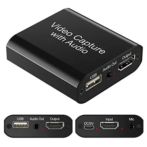 Produktbild: DIGITNOW! Hdmi Video Capture Card Videoaufnahmekarte mit Mikrofon, Aufnahmegerät USB, Game Capture Card 4K HD 1080P 60FPS Videorekorder Low Latency