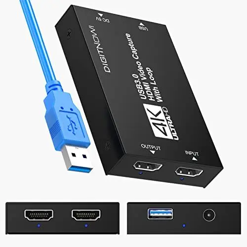 Produktbild: DIGITNOW!Videoaufahmekarte Game Capture Card für 4K HDMI Input Passthrough mit Output 1080P 60FPS HDMI-Loop-Out Live-Streaming für PS4, Xbox One&Xbox 360 und Mehr,Zero Latency